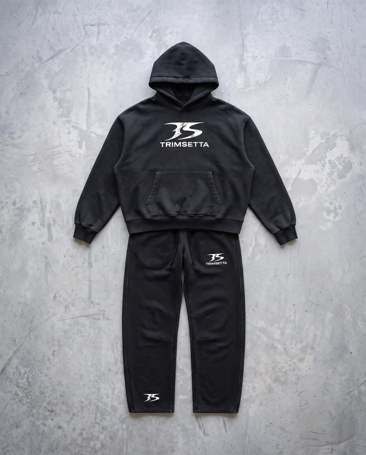 Blackout Hoodie – full Blackout Set flat lay on concrete